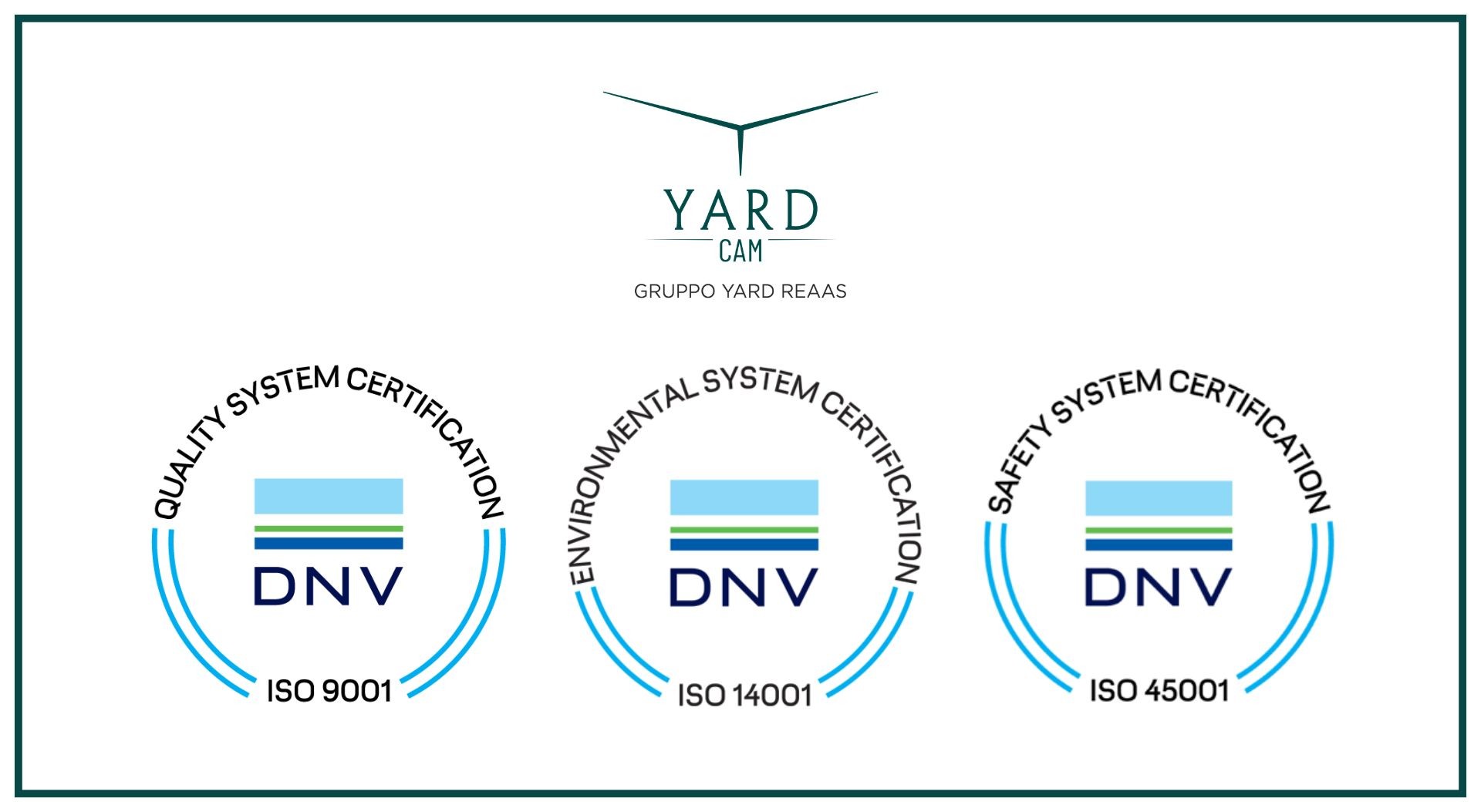 YARD CREDIT & ASSET MANAGEMENT amplia il suo impegno per l'eccellenza: in aggiunta alla ISO 9001:2015, ottenute le certificazioni ISO 14001:2015 e ISO 45001:2018